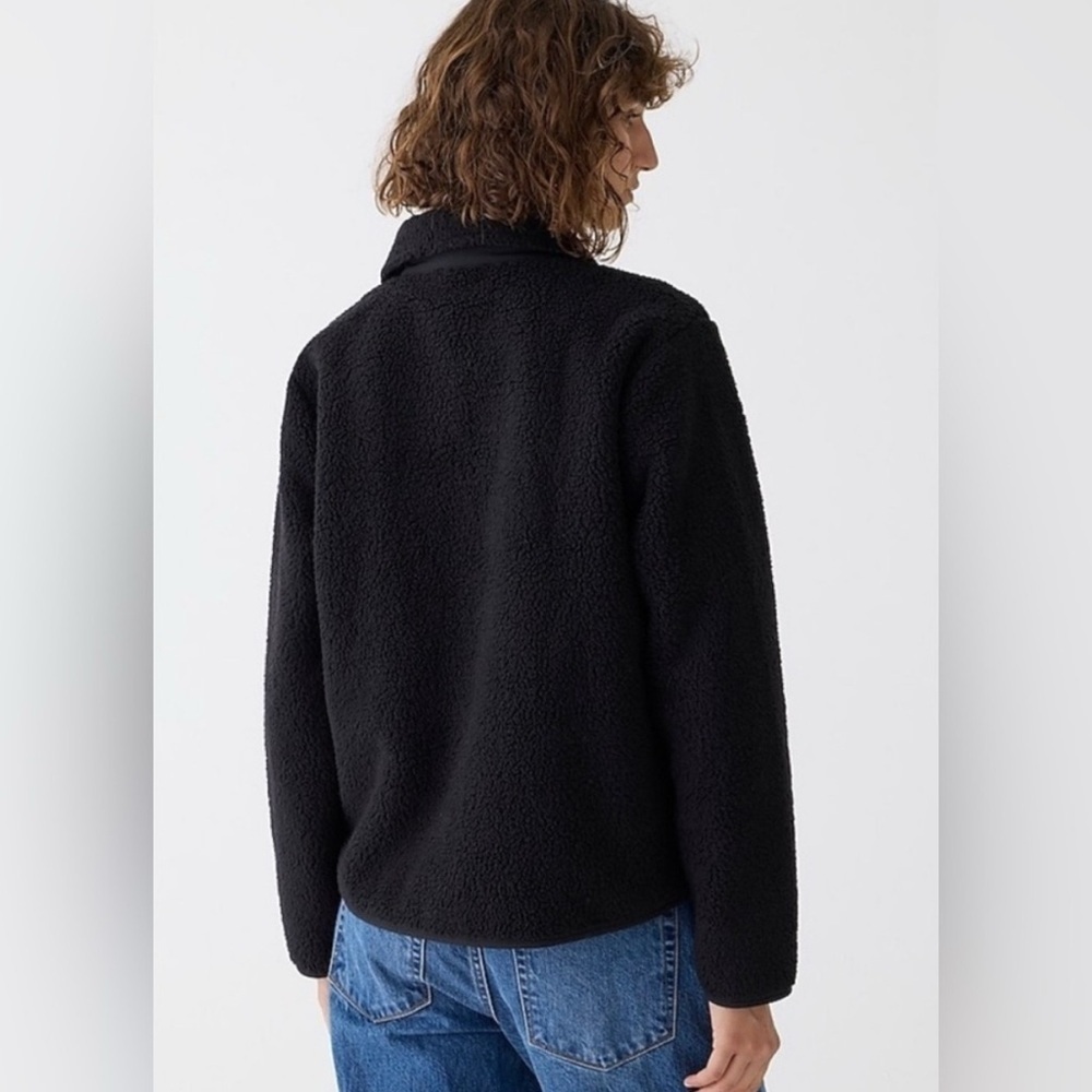 J.Crew Teddy Sherpa Lady Jacket Gold Buttons Small Black Preppy Classic Chic - Picture 2 of 15